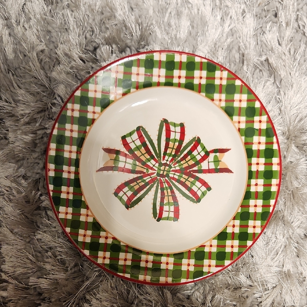 Tiffany & Co. Elegant White Plaid Christmas  Ceramic Plate